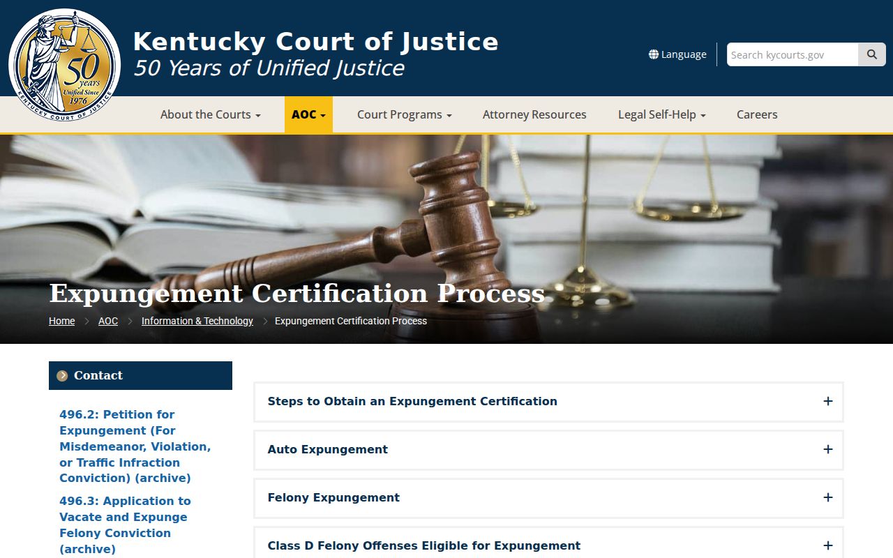 Oldham County criminal court record expungement filing process