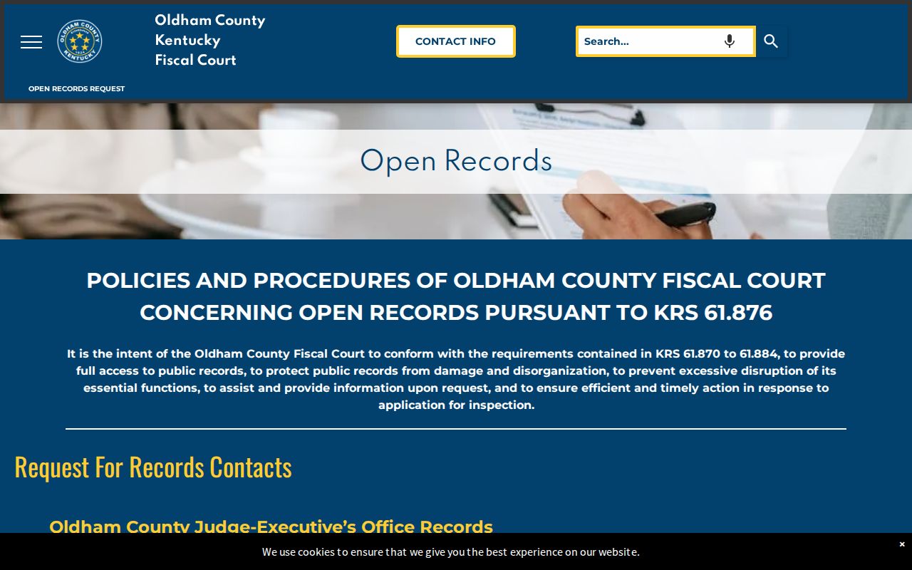 Oldham County criminal record custodian list and request policy